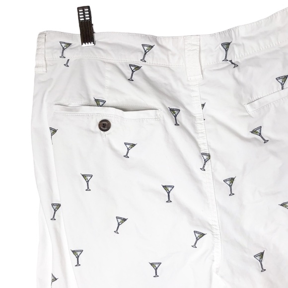 Tommy Bahama Men's Bermuda Shorts White Grey Martini Embroidered Cotton Blend - Picture 8 of 12